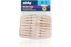 MINKY Wooden Clothes Pegs - 36 Pack