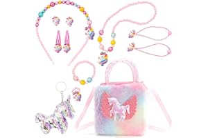 DKDDSSS 12 Pièces Unicorn Sac avec Ensemble de Bijoux, Licorne Sac a Main