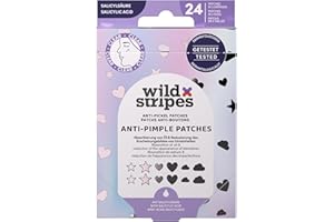Wild Stripes - Anti-Pimple Patches Holo Clear - Parches con ácido salicílico para cuidado dirigido día y noche - Rápidos y efectivos - Antiacné y puntos negros - Piel con imperfecciones - 24 uds