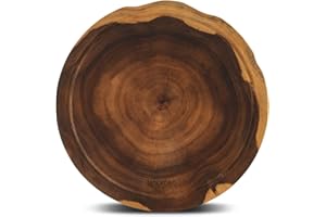 Linoroso Planche a decouper ronde en bois d'acacia disponible comme Plateau de charcuterie Planches à fromage Planche de petit déjeuner avec Canal à jus Antidérapant Anti-coupure - 30,4cm de diamètre