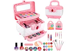 KRAZOVE Kids Makeup Sets for Girls, Washable Kids Make Up Set, Childrens Princess Play Games Toy Presents, Childrens Makeup Set Kids Toys, Little Girl Birthday Gifts Set, For Age4-12 Year Old Girls