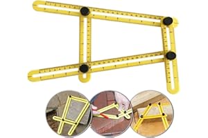DXIA Multi Angleizer Righell, Pieghevole Righello Multifunzione Realizzato, Strumento Template Angleizer, Modello Angleizer Generale Righello per Costruttori Handymen Artigiani, Giallo