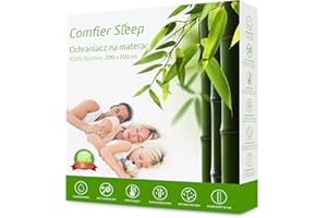 COMFIER SLEEP Wodoodporny ochraniacz na materac Emperor 200 x 200, oddychający pokrowiec na materac, 100% bambus, antyalergiczny naturalnie chłodzący, nakładka na materac w rozmiarze super king size do głębokiego