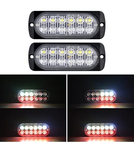 Feux Stroboscopiques LED - 12/24V - 18 Modes Clignotants - Jaune (4 LEDs) - Pour Voiture, Camion, 4x4, Véhicules De Chantier - Étanche Et Haute Visibilité - 8