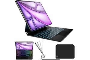 ‎NUFLAZ Nuflaz Tastaturhülle für iPad Air 13 Zoll (2024 M2/2025 M3) & iPad Pro 12.9 Zoll (6/5/4/3 Gen) – QWERTZ DE Magic Keyboard mit Touchpad, 7 Farben Beleuchtung, USB-C, Magnetisch – Schwarz Grau, X9