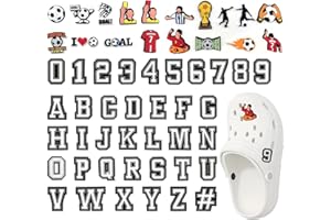 GOTDYBST Pack of 57 Shoe Charms Made of PVC, Letters Football Plug Pin Pin Shoe Pin with Storage Box, Shoe Decoration Accessories for Children, Teenagers, Adults, Gifts, Polyvinyl Chloride