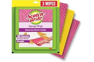 Scotch-Brite Sponge Wipe Resusable Kitchen Cleaning Sponge- Easy to use, Multi- color & Biodegradable (pack of 3)