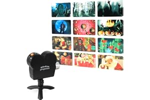 Fönsterprojektor för inomhus med 12 filmer – Halloween och jul