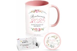 ZIENZENGYA Renteneintritt Geschenk Frau, Ruhestand Geschenk Frauen, Rentner Geschenke Frau - Geschenkideen Zum Renteneintritt 2025 - Keramik, Silikon Untersetzer für Getränke (Rosa-2025)