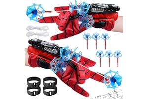 ZZRSYJ Set di 2 Launcher Glove Guanto Spider Spara Ragnatele Guanti di Spider Launcher per Bambini Guanto Spider Lanciatori Guanto Spara Ragnatele Giochi per Bambini