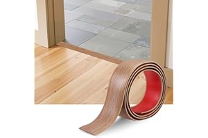 FENTAR Barre de Seuil Adhesive, 120 x 4 cm Plinthe Souple Autoadhésive Imperméable, Seuil de Porte Découpable, Plinthe PVC, Parquet Adhesif Sol pour Seuil de Porte Rattrapage Niveau Décoration(Chêne Jaune)