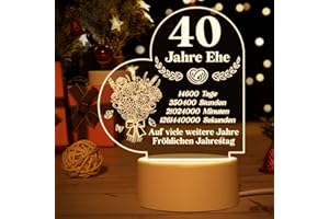 VETBUOSA Rubinhochzeit Geschenke, Rubinhochzeit Deko - Acryl Nachtlampe mit Romantischen Text, 40 Hochzeitstag Rubinhochzeit Geschenk, Geschenke zum 40 Hochzeitstag für Frauen/Männer/Ihn/Ehemann/Ehefrau