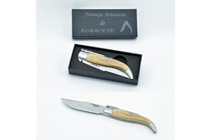 EIDER Navajas de Albacete, Cuchillo plegable,Navaja artesanas hecha a mano,(OLIVO)