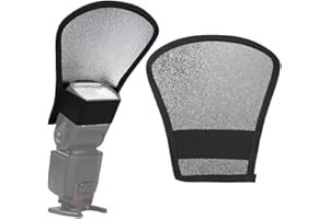 EODKSE Difusor y Reflector de Flash 2-en-1 Plateado, Universal y Blanco para cámaras y speedlites (Conjunto de 1 Unidad),