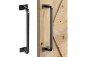 skysen 30CM Sliding Door Handle 1PC Barn Door Handle Black Handles with Simple Style and Round Corner Shape, Handle for Barn Door, Sliding Door, Garden Gate, Cabinet, Bathroom Sliding Door Set