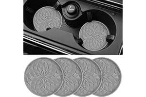 STLIAN Car Coasters for Cup Holders [4 Pack] - 2.75In Silicone Auto Mug Mats - Non-Slip Recessed Car Interior Accessories Light Grey
