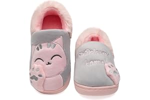 Vunavueya Chausson pour Enfants et Adultes Fille Peluche Pantoufle Garçon Hiver Chaussures de Maison Femmes Hommes Chaude Fourure Doublée Mules Slippers 23-44