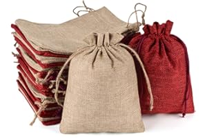 MAOOY 30 Stück Jutesäckchen 15 x 20 cm Stoffbeutel mit Kordelzug Baumwollsäckchen Schmucksäckchen Jutebeutel Geschenktüten für Schmuck Hochzeit Party Weihnachten Adventskalender