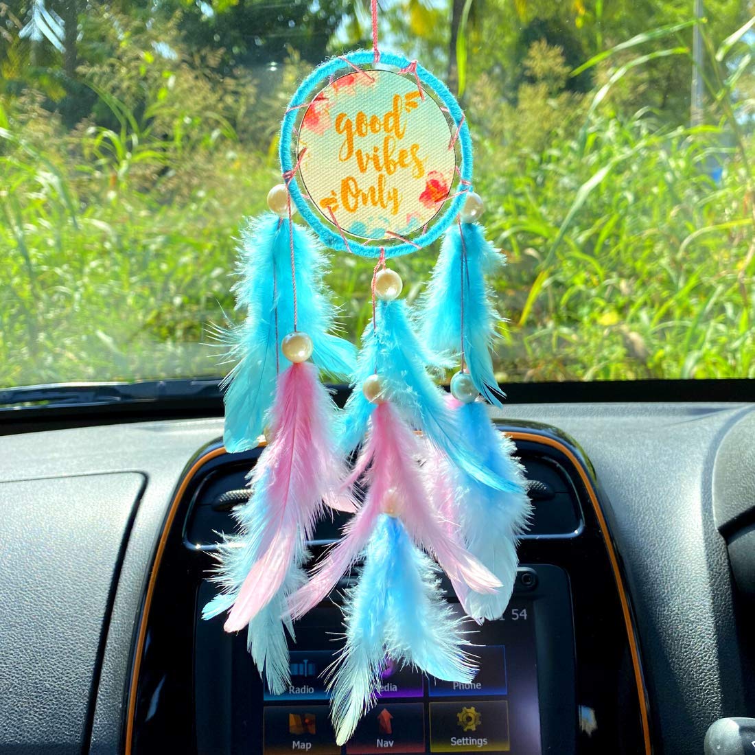 Rooh Dream Catcher ~ Good Vibes Car Hanging ~ Handmade Hangings for Positivity (Can be Used as Home Decor, Gift, Wall Hanging