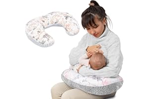 Totsy Baby Cojin Lactancia 130 x 45 cm - Minky Almohada Embarazada Lavable Almohada Lactancia Infantil Almohada de luna bebé Rosa Salvaje Gris
