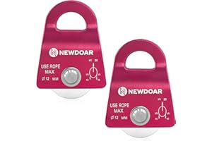 NewDoar CE Certified 20KN/4500lb Micro Mobile Single Pulley Max Rope 1/2'' Rope Pulley for Climbing, Rescue Lifting,Hitch Tending