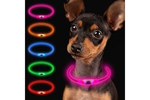 Larkumio Leuchthalsband Hund Aufladbar LED Hundehalsband Leuchtend, Halsband Hund mit Einstellbarer Länge für Kleine Große Hunde Katze, Welpenhalsband Dog Collar Wasserdicht mit 3 Leuchtmodi, Rosa