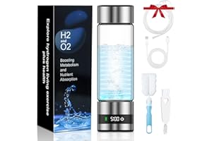 Feelhap Wasserstoff-Wasserflasche,2025 Neu Tragbarer Wasserstoff Wasserflaschen Generator mit Digitalanzeige,Hydrogen Water Bottle mit PEM-Technologie,H2-Konzentration Bis Zu 5 MIN/6,85 PPM (Silber)