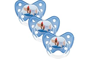 Dentistar Zestaw 3 ortodontycznych smoczków silikonowych – Rozmiar 3, od 14 miesiące – Smoczek dla niemowląt zapobiega nieprawidłowemu ułożeniu zębów – Bez BPA – Jamnik, Niebieski