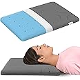 MY ARMOR Ventilated Cool Gel Memory Foam Pillow Ultra-Thin Size - 2.5 Inch High, |2 Years Warranty | with Grey Colour Removable Washable Pillow Cover - Pack of 1