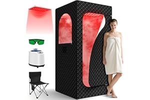 ‎I-THERA-U Tragbare Dampfsauna Infrarot Sauna für Zuhause - Dampfgenerator für Dampfbad mit 660nm Red Light Therapy, 3L 1200W Schnellaufheizung Dampferzeuger mit Fernbedienung, Portable Sauna zur Entspannung