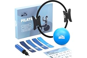 KEYSTONE PEAK Pilates Ring and Ball Set with 14" Exercise Ring, Mini Ball, 4 Resistance Bands, Workout Poster & Bag, Workout Kit for Core Strength & Toning, Yoga Accessories for At Home Pilates Kit for Women & Men