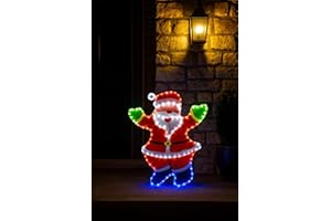 Garden Mile Santa Claus Silhouette Rope Light - Pre-Lit Waterproof ABS Large Waving Multicolored LED Lights - Christmas Decorations Ideal for Indoor or Outdoor Window, Garden, Home Decor (80cm)