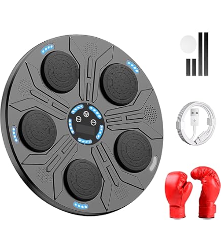 Máquina De Boxeo Musical Con LED - 5 Modos, Bluetooth, Para Pared, 35x34x4 Cm