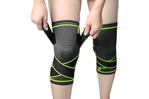 MILAIUN Tutore Ginocchio 2 Pezzi, Ginocchiera Ortopedica in Silicone Antiscivolo, Elastica Sportiva Ginocchiere, Fascia Ginocchio per Artrosi e Menisco Lesionato (Verde-L)