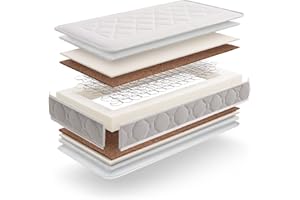 ‎MY BABY MATTRESS My Baby Mattress Baby-Matratze Bertha 60x120 cm Federkern & Kokosfasern, Oeko TEX Zertifiziert, Kinder-Matratze mit Memory Foam, Atmungsaktiv, 14 cm hoch, Art.-Nr. 66602
