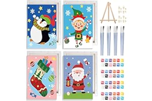 NAIMOER 4 Pack Christmas Theme Paint by Numbers Kits Adults with Frame, DIY Winter Boys Painting by Numbers Adults, Easy Oil Painting on Canvas Arts Gifts Home Decor 20x30cm