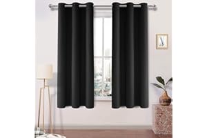 DWCN Blackout Curtains - Bedroom & Living Room Eyelet Black Thermal Curtains - 46 x 54 Inch, 2 Panels