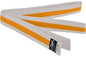 Ju-Sports Budogürtel weiß/gelb/weiß 100% Baumwolle 4 cm breit - Hautfreundlicher Kampfsport Gürtel mit exzellenter Feuchtigkeitsaufnahme für Budo, Judo, Karate, Kickboxen & mehr