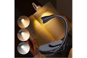 AMFUN Reading Light, LED Book Lights, Rechargeable Reading Lamp with 3 Eye-Protecting Lighting, 360° Flexible Gooseneck Clip on Book Light, Black