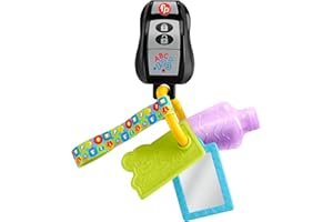 Fisher-Price Ridi e Impara Chiavi Gioca e Vai, giocattolo musicale per bambini con dentaruolo e specchio per bambini dai 6 mesi in su, versione Italiana+Inglese+Portoghese+Spagnolo, HWY38