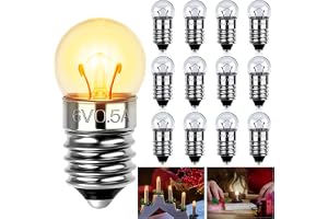 AUAUY 12-pack mini E10 DC 6 V 0,5 A glödlampor, varmvit 3 200 K