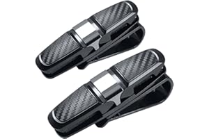 FineGood 2 Pack Brillenhalter für Auto Sonnenblende, Sonnenbrillen Brillen mit Kartenkarten Clip - Schwarz