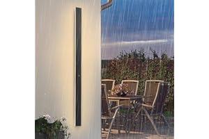 YUEEU 120CM Applique da Parete Esterno LED Lungo Nero impermeabile Ip65 Moderne Luci da Esterno a Parete per Portico Esterno Villa Wall Light 3000k Scala Corridoio Luce Wall Lamp