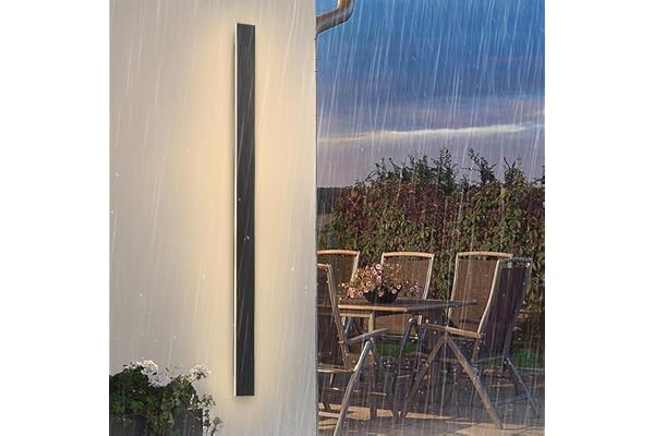 YUEEU 100CM LED Longue Applique Noire Ip65 Aluminium Extérieur,Etanche Lumière Applique pour Jardins, Terrasses,Porche,Salon Intérieur,Lumière Villa