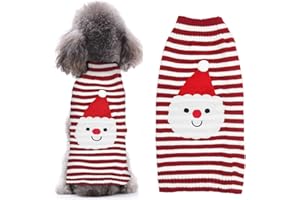 XLZJYIJ Weihnachten Hundepullover, Weihnachten Muster Strickwaren, Warme Haustier Pullover, Roter Hund Weihnachtspullover, Hund Rollkragenpullover für Kleine Mittelgroße Hunde