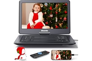 GOnavidio 17.5" Lecteur DVD Portable supporte HDMI in, Lecteur DVD Portable Grand écran,Batterie Rechargeable 6 Heures, Lecteur DVD Portable Voiture Support AV in,USB/TF pour Enfant en Voyage