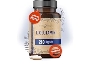 ‎CDF SPORTS & HEALTH SOLUTIONS L Glutamin Kapseln – 210 Kapseln – 750mg reines L-Glutamin pro Kapsel – hochwertige Aminosäure – ohne Zusatzstoffe - L Glutamine – Vegan – 7 Monate Vorrat
