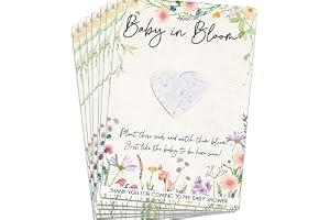 Baby in Bloom Baby Shower Favours – 10 Plantable Seeded Heart Cards – Wildflower Seed Keepsake Gifts for Guests – Floral Seed
