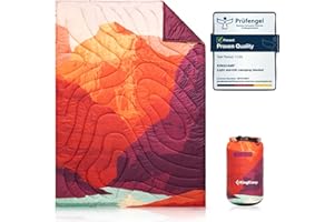 KingCamp Waterproof Lightweight Camping Blanket,All Weather Warm,Thermal Throw, Packable Travel Blanket for Outdoor Picnics, Beach, Hiking, Car, Camping & Indoor 78.7" x 57.1" Orange Sunset