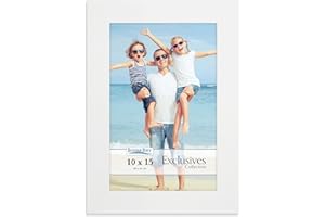 Icona Bay Cornice per Foto 10 x 15 cm Bianca, Robusta Cornice per Foto in Legno Composito 10 x 15, Design Elegante, da Tavolo o Montaggio a Parete, Collezione Exclusives